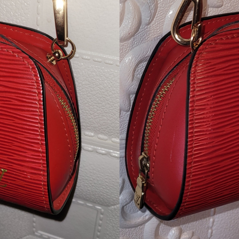 Louis Vuitton Epi Dauphine Jaune Red Clutch Toiletry Crossbody Bag Authent8c - Picture 17 of 17